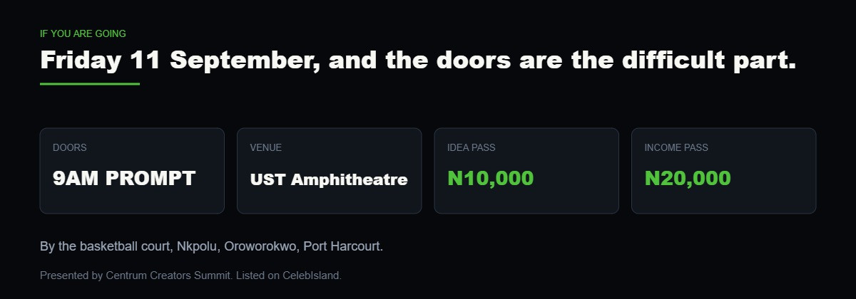 Nine in the morning prompt, in an amphitheatre, means the good seats are gone by half past.
